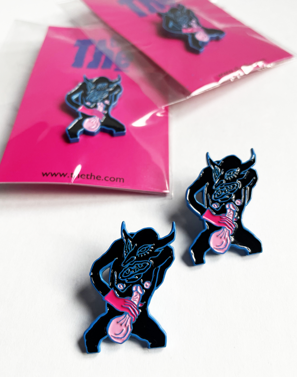 Infected – 'Masturbating Devil' Enamel Badge - Image 2